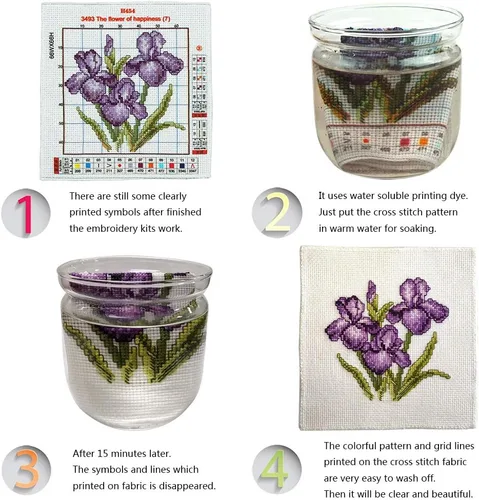 Vista 6 de ITSTITCH Kits de punto de cruz estampados, 11 quilates, 13 x 17 pulgadas, 100% algodón, kits de iniciación de bordado con patrones fáciles