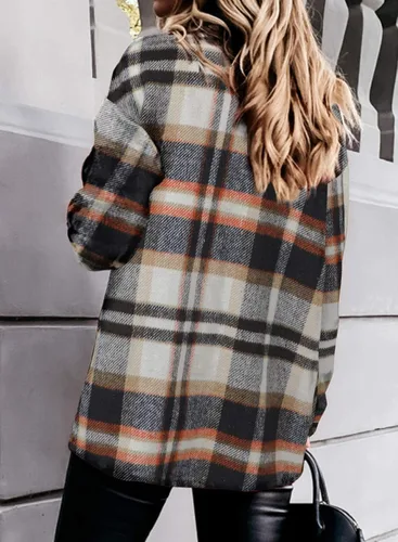 Vista 4 de Astylish Camisas de pana para mujer, blusa casual de manga larga con botones