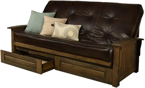 Vista 17 de Kodiak Furniture Washington - Marco de futón tamaño Queen con cajones de almacenamiento, marco de futón de madera con colchón incluido en color azul