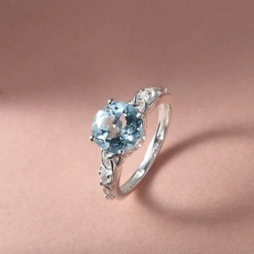 Vista 5 de Compra hermosos anillos de compromiso LC para mujer, piedra de topacio azul, plata de ley 925, piedra natal de amor, Metal, Topacio