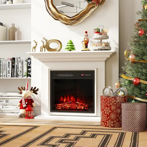 Vista 3 de Tangkula Inserto de chimenea eléctrica de 18 pulgadas, con control remoto, colores de llama ajustables y brillo, protección contra