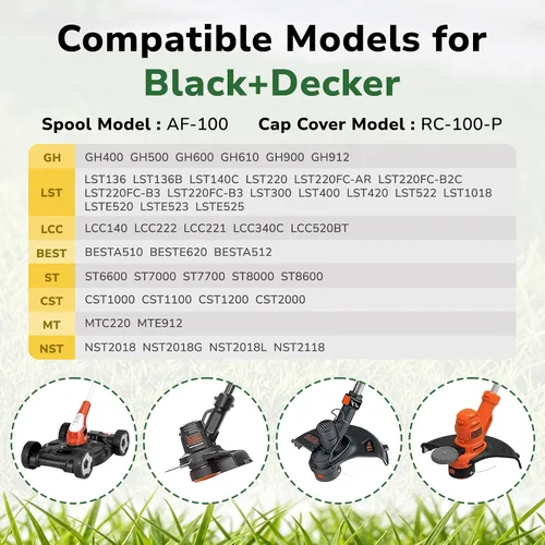 Vista 4 de GreatBuddy Paquete de 3 cuerdas AF-100 compatibles con la línea de recortadora de cuerdas Black Decker Wacker, 30 pies, 0.065 pulgadas