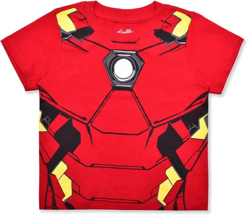 Vista 2 de Marvel Avengers Iron Man Boys T-Shirt and Short Set for Toddler and Little Kids RedBlack
