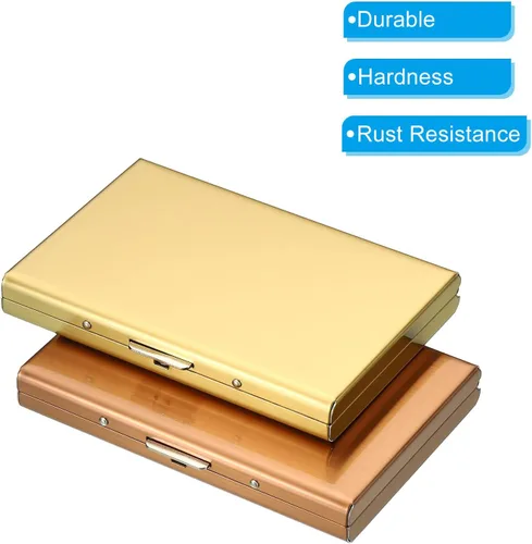 Vista 4 de PATIKIL Portatarjetas de crédito de acero inoxidable, paquete de 2 carteras de metal RFID para tarjetas de visita delgadas para mujeres y hombres