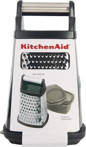 Vista 7 de KitchenAid Gourmet - Rallador de caja de acero inoxidable de 4 lados para rejilla fina, media y gruesa, contenedor de almacenamiento desmontable