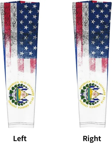 Vista 4 de Estados Unidos El Salvador Bandera Protección Solar Brazos Mangas Tatuaje Cubierta Hasta Brazo Protector de Brazo Enfriamiento Deportivo Manga
