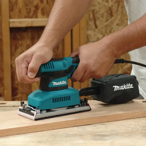Vista 3 de Makita Lijadora de acabado de hojas, 1/3 pulgadas, 1.7 A, verde azulado (BO3710)