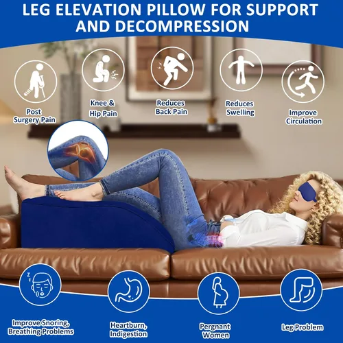Vista 2 de Almohada de pierna inflable para después de la cirugía – Almohada de elevación de pierna para dormir de lado, hinchazón y circulación, almohada