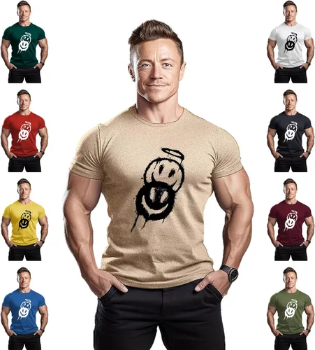 Vista 3 de ReedCA Angels and Demons - Camiseta de manga corta de algodón para hombre, camiseta de entrenamiento atlético, para gimnasio, culturismo