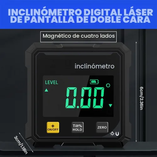 Vista 7 de Saker - Herramienta transportadora digital de ángulo 2026, inclinómetro de alta precisión de 4 × 90° con pantalla LED, medidor de ángulo magnético