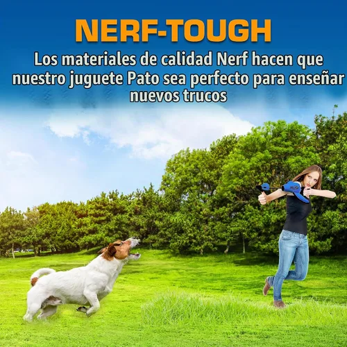 Vista 4 de Nerf Dog gran pato de nylon de lanzamiento con diseño interactivo, azul (3473), para todas las tallas de raza