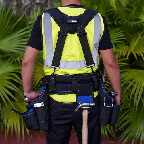 Vista 4 de MELOTOUGH Pro Framer's Sistema Combinado Delantal Bolsa de Herramientas Cinturón de Herramientas con Tirantes Constructor Resistente Carpintero