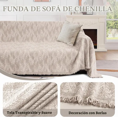 Vista 6 de Fundas de sofá seccional 10% impermeables para perros, funda de Caqui claro