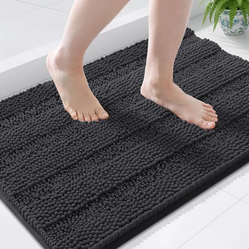 Vista 137 de Grandaily Alfombras de baño de felpilla a rayas de 24 x 16 pulgadas, extra gruesas y suaves, absorbentes, parte trasera de goma, alfombra de ducha