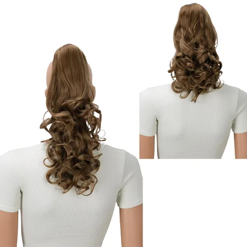 Vista 22 de PRETTYSHOP 16 o 20 pulgadas clip para el pelo en extensión cola de caballo 2 en 1 rizada resistente al calor