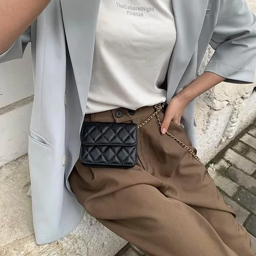 Vista 9 de Mini bolso de cintura para mujer, bolso de cintura pequeño de moda para mujer, accesorios Y2K de moda, Negro -, Compacto, moderno