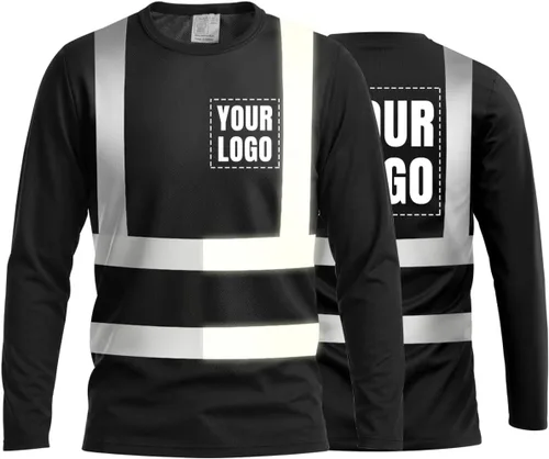 Vista 45 de La alta visibilidad reflexiva de las camisetas de la seguridad del logotipo de encargo Hola Vis de Verde neón - Estilo 8