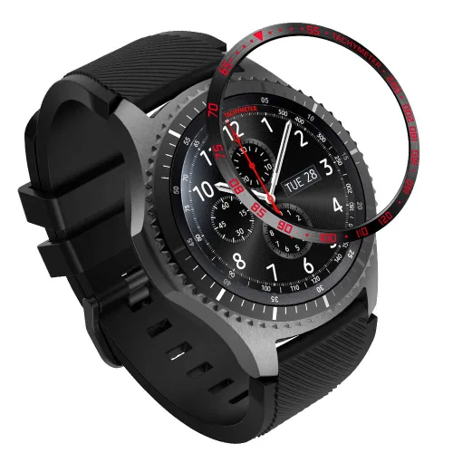Vista 20 de AISPORTS Anillo de bisel compatible con Samsung Galaxy Watch 1.811 in bisel Loop cubierta adhesiva anti arañazos acero inoxidable bisel de metal