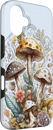 Vista 3 de iPhone 16 Mushroom Tarot Card Goth Emo Occult Astrology Women Girls Case