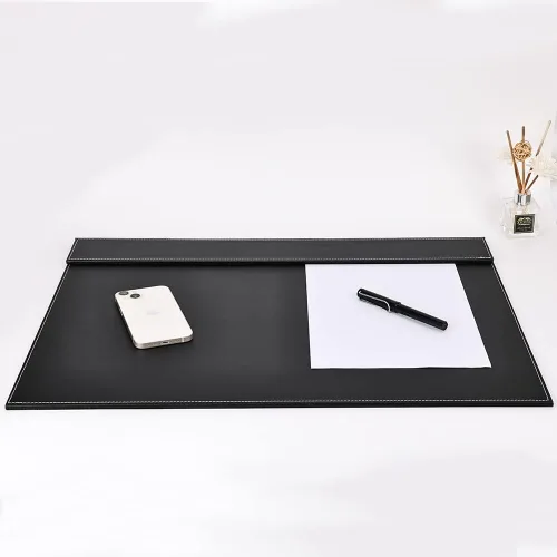 Vista 8 de KINGFOM Vade para escritorio de cuero sintético ultra suave con clip para papel A3/A4, protector de mesa para dibujo y escritura, grande de 24"x18