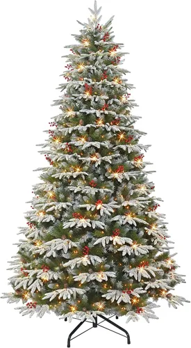 Vista 7 de Árbol de Navidad artificial de abeto Halifax preiluminado de 7.5 pies con 700 luces, color verde