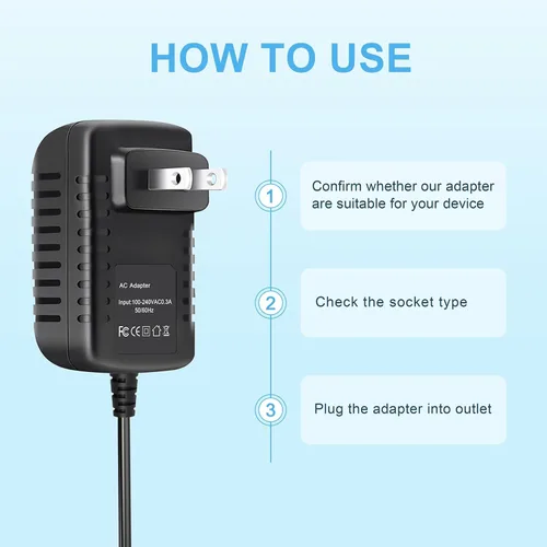 Vista 2 de Adaptador de 12 V CA/CC compatible con ONN. Watch 4K Google TV Streaming Device Negro 100135769 (Nuevo 2024) 12VDC DC12V 12voltios 12.0 voltios
