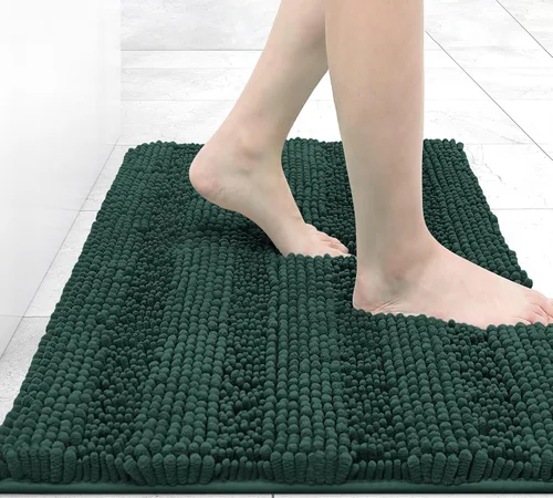 Vista 133 de Grandaily Alfombras de baño de felpilla a rayas de 24 x 16 pulgadas, extra gruesas y suaves, absorbentes, parte trasera de goma, alfombra de ducha