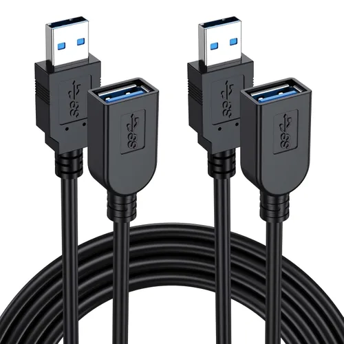 Vista 10 de Paquete de 2 cables de extensión USB 3.0, cable extensor USB 3.0 de transferencia de datos de 5 Gbps y carga rápida de 18 W, cables tipo A macho a