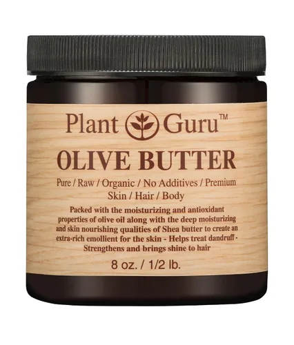 Vista 4 de Mantequilla corporal de oliva de 4 oz. 100% pura cruda, fresca y natural, prensada en frío. Hidratante para la piel, cuerpo y cabello, cremas
