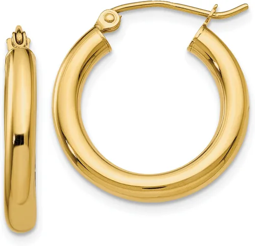 Vista 9 de Aretes de aro ligeros clásicos de 0.551 in en oro amarillo real de 14 quilates