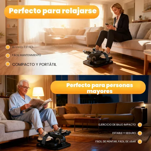 Vista 6 de Yagud Máquina Elíptica Bajo el Escritorio, Ejercitador de Piernas Elíptico Como se Ve en la TV para Personas Mayores con Control Remoto, Pedal