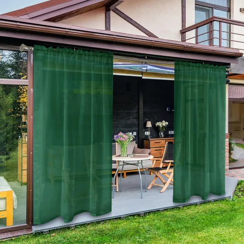 Vista 42 de SpaceDresser - Cortinas transparentes impermeables para exterior para patio - 2 paneles con bolsillo para barra, cortinas de gasa transparentes