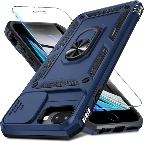 Vista 15 de Janmitta Funda para iPhone 8 Plus/7 Plus/6 Plus, Cubierta de Teléfono con Cubierta Deslizante Integrada para Lente de Cámara + Protector