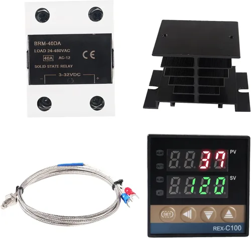 Vista 8 de Controlador de temperatura PID digital REX-C100 PID Termostato Controlador de temperatura Digital REX C100 con relé SSR 40DA Sonda de termopar K RKC