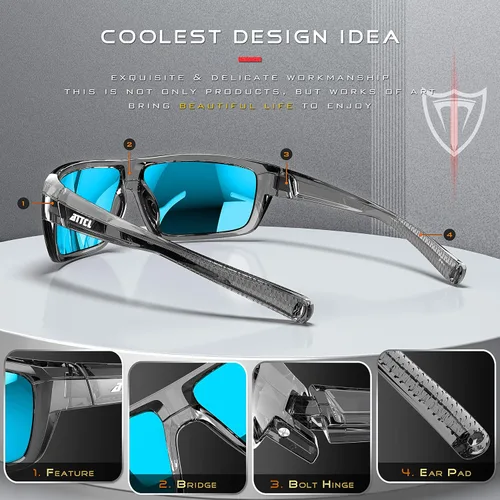 Vista 4 de ATTCL - Gafas de sol polarizadas para hombres - Gafas deportivas de pesca 100 protección UV