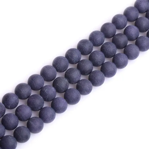Vista 50 de Cuentas espaciadoras redondas de ágata negra esmerilada mate mate de 0.157 in para fabricación de joyas de 15 pulgadas