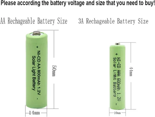 Vista 14 de QBLPOWER Ni-CD AA 800mAh 1.2V batería recargable para luces solares al aire libre lámpara jardín patio césped (8 piezas)