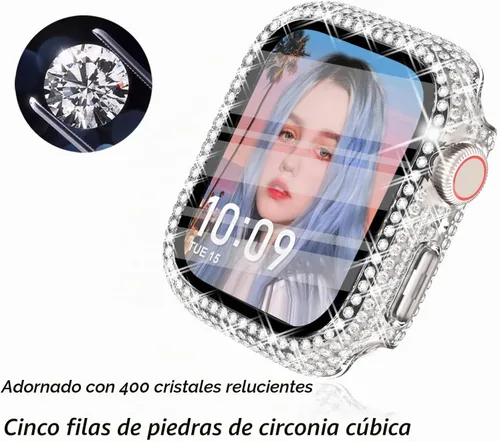 Vista 2 de CHANCHY Paquete de 4 fundas compatibles con Apple Watch de 1.732 pulgadas con protector de pantalla, 200 carcasas con diamantes de cristal