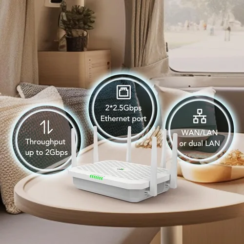 Vista 9 de InHand FWA02 5G Router Wi-Fi 6 (DL 4.76Gbps) Solución de red segura y administrada en la nube dual de 2.5G para el hogar, RV y negocios