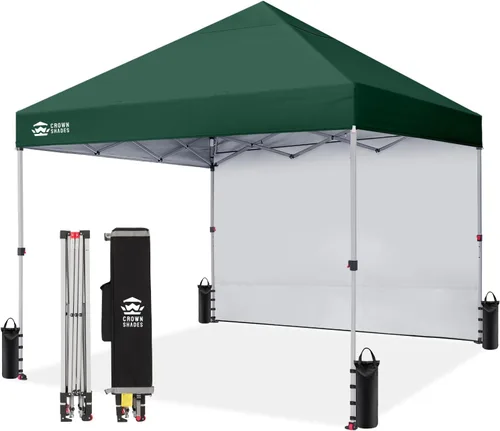 Vista 33 de CROWN SHADES Toldo desplegable de 8 x 8 con 1 pared lateral, tienda de campaña para playa, beige