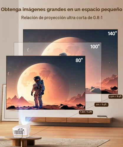 Vista 5 de Magcubic HY300GT - Miniproyector con WiFi y Bluetooth, proyector portátil inteligente compatible con 260 ANSI y 2K, enfoque automático y corrección