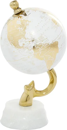 Vista 8 de Deco 79 Globo de aluminio con base de mármol, 5 "x 5" x 10 ", dorado