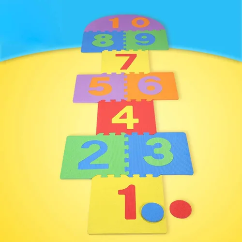Vista 4 de ICRPSTU Hopscotch - Tapete de espuma entrelazado de rompecabezas para niños, tapete gigante de Hopscotch para interiores y exteriores, jardín