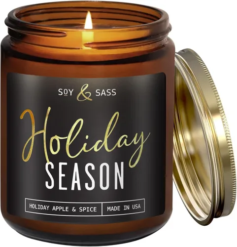 Vista 7 de Vela de menta – Vela de Navidad 'Candy Cane' con mentol, menta y vainilla – Infundida con aceites esenciales I Velas de Navidad perfumadas I 9