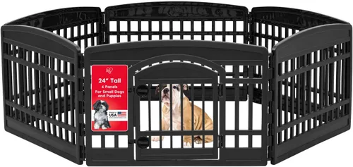 Vista 13 de IRIS USA Corralito para perros de 4 paneles de 24" con puerta, 35 x 35 x 24, corralito para cachorros, corralito para perros de interior, cerca
