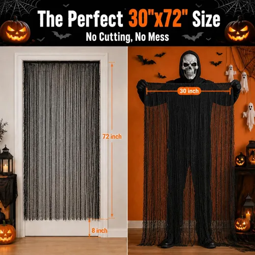 Vista 2 de Halatool 6 Pack Creepy Cloth 30x72 Inch, Black Cheesecloth Gauze for Halloween Haunted House Decorations, Spooky Outdoor Yard Window Porch Tree