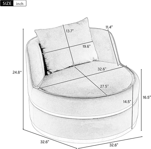 Vista 2 de Harper & Bright Designs Silla giratoria de 360 grados, moderna silla tapizada de terciopelo, silla suave con cojín de asiento para sala de estar