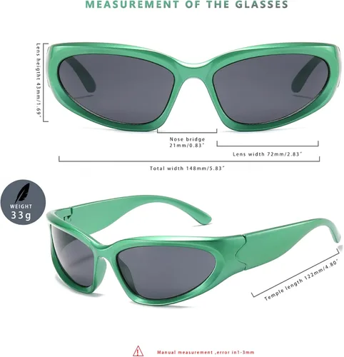 Vista 5 de LASPOR Gafas de sol deportivas envolventes para mujeres y hombres, lentes deportivos Y2K
