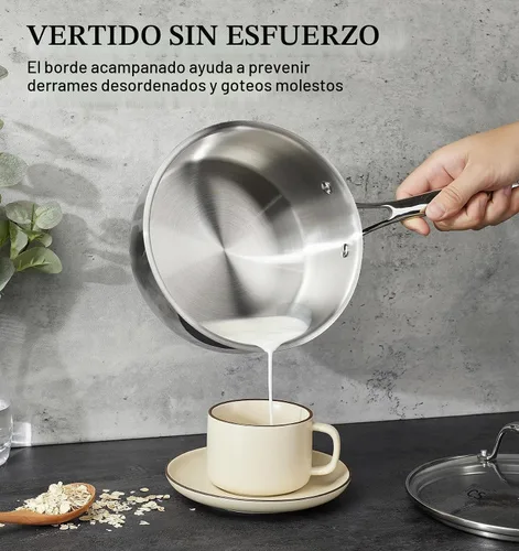 Vista 2 de KOCH SYSTEME CS Triply - Juego de cacerolas de acero inoxidable de 1 cuarto de galón, 2 cuartos y 3 cuartos de galón de acero inoxidable con tapa
