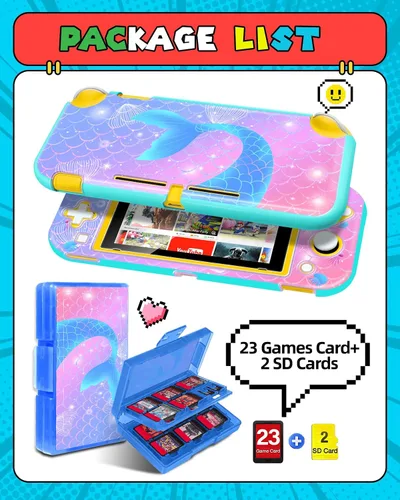 Vista 9 de Gurgitat 2 in 1 for Nintendo Switch Lite Case Protector - 24 Game Card Holder Case & Switch Lite Protective Cover Cute Funny Cartoon Hard Shell for
